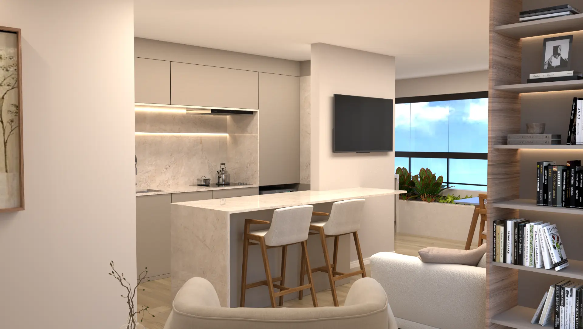 Apartamento decorado com interiores da Risca Arquiteturas